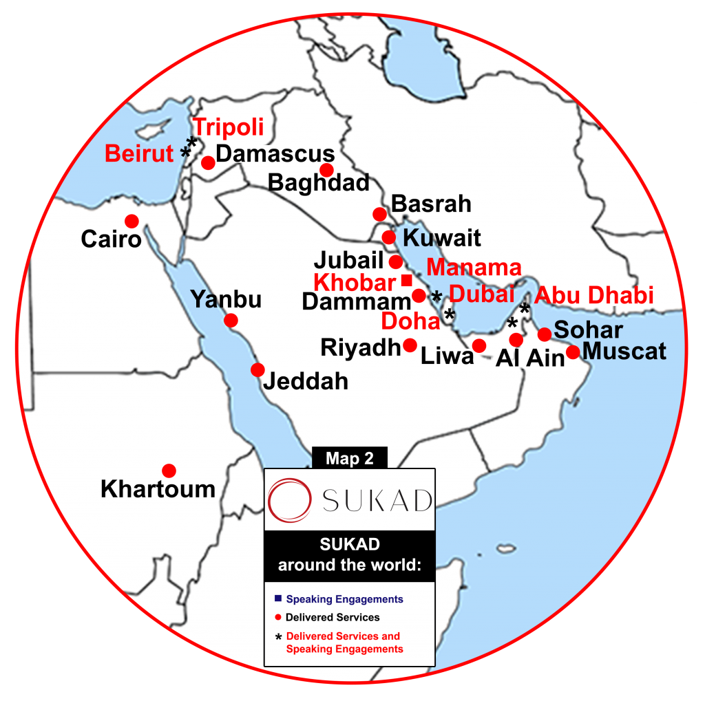 SUKAD World Map 2 | Services and Speaking Engagements in our core Region